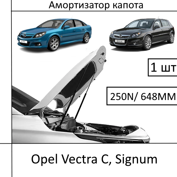 Амортизатор капота Opel Vectra C, Signum 250N/648MM (HART) 1 шт (Газовий упор)
