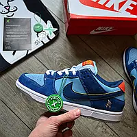 Чоловічі кросівки Nike Dunk Low Pro SB 'The Predatory Bird' x Why So Sad? весна осінь демісезонні замшеві (сині). Живе фото