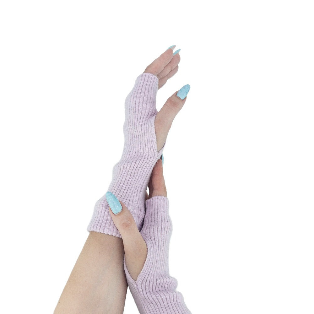 В'язані мітенки для дорослих і підлітків світла лаванда (KQ-890)