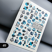 Слайдер дизайн для декора ногтей новогодний, зимний, со снежинками RichColor №49