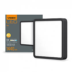 Стельовий LED світильник VIDEX квадратний |18W, 5000K, 220V| Чорний VL-DLSS-185B