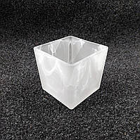 Плафон для люстри світильника скляний матовий білий з розводами Куб 10х10