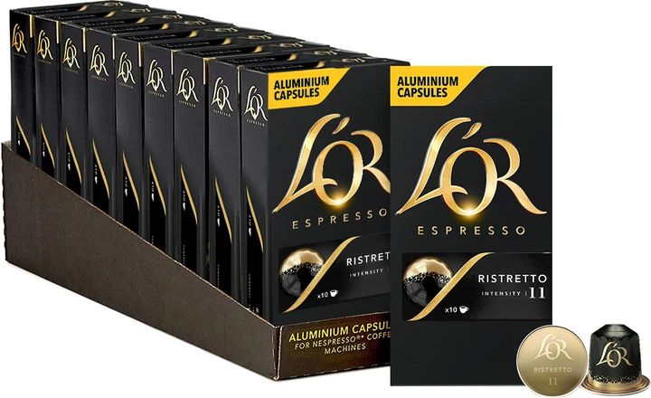Nespresso капсули L'OR Ristretto ящик 10уп Франція Неспресо Льор 100 капсул