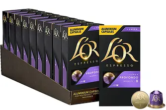 Nespresso капсули L'OR Lungo Profondo ящик 10уп Франція Неспресо Льор 100 капсул