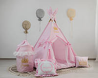 Вигвам для девочки Принцесса БОН БОН Именной + корзина для игрушек. Полный комплект