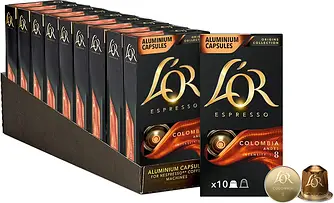 100 капсул!!! Nespresso капсули L'OR Espresso Colombia ящик 10 уп Франція Льор Неспресо