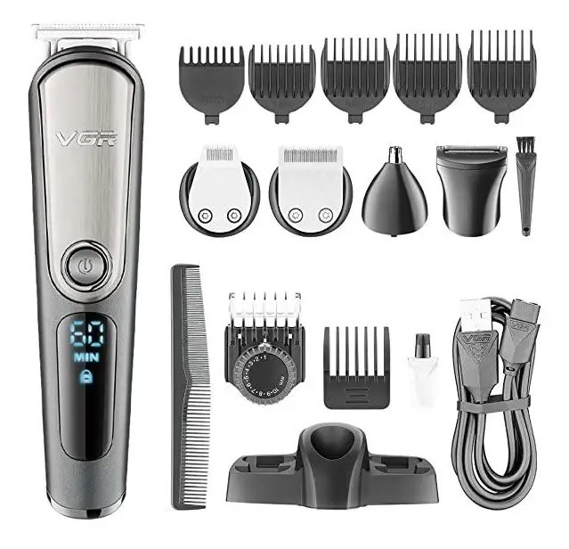 Бездротова машинка для стрижки волосся VGR V-105 Тример для вусів та бороди з насадками 5 в 1, фото 1