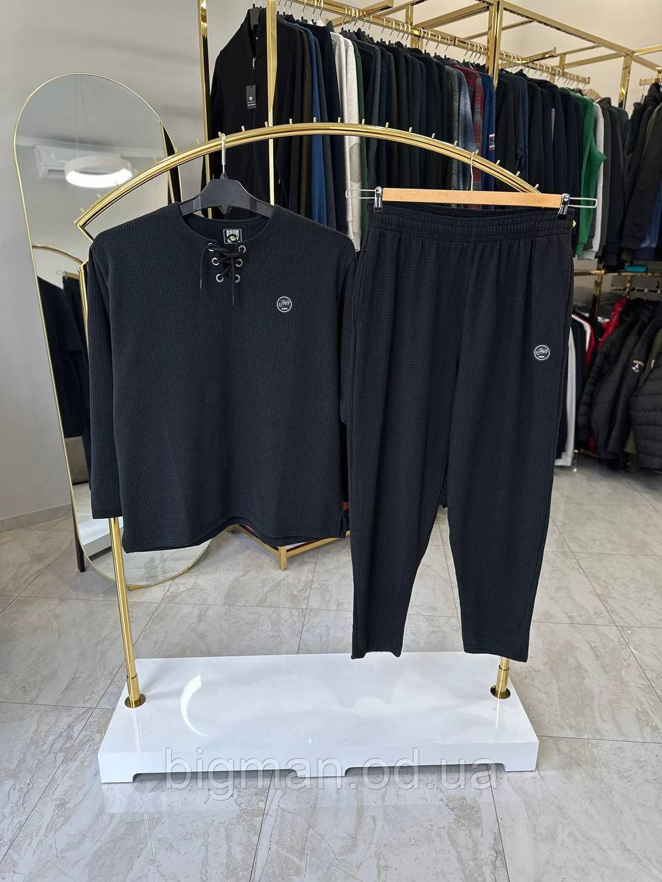 Чоловічий спортивний костюм BS двонитка 4741 (батал) 3-5XL чорний
