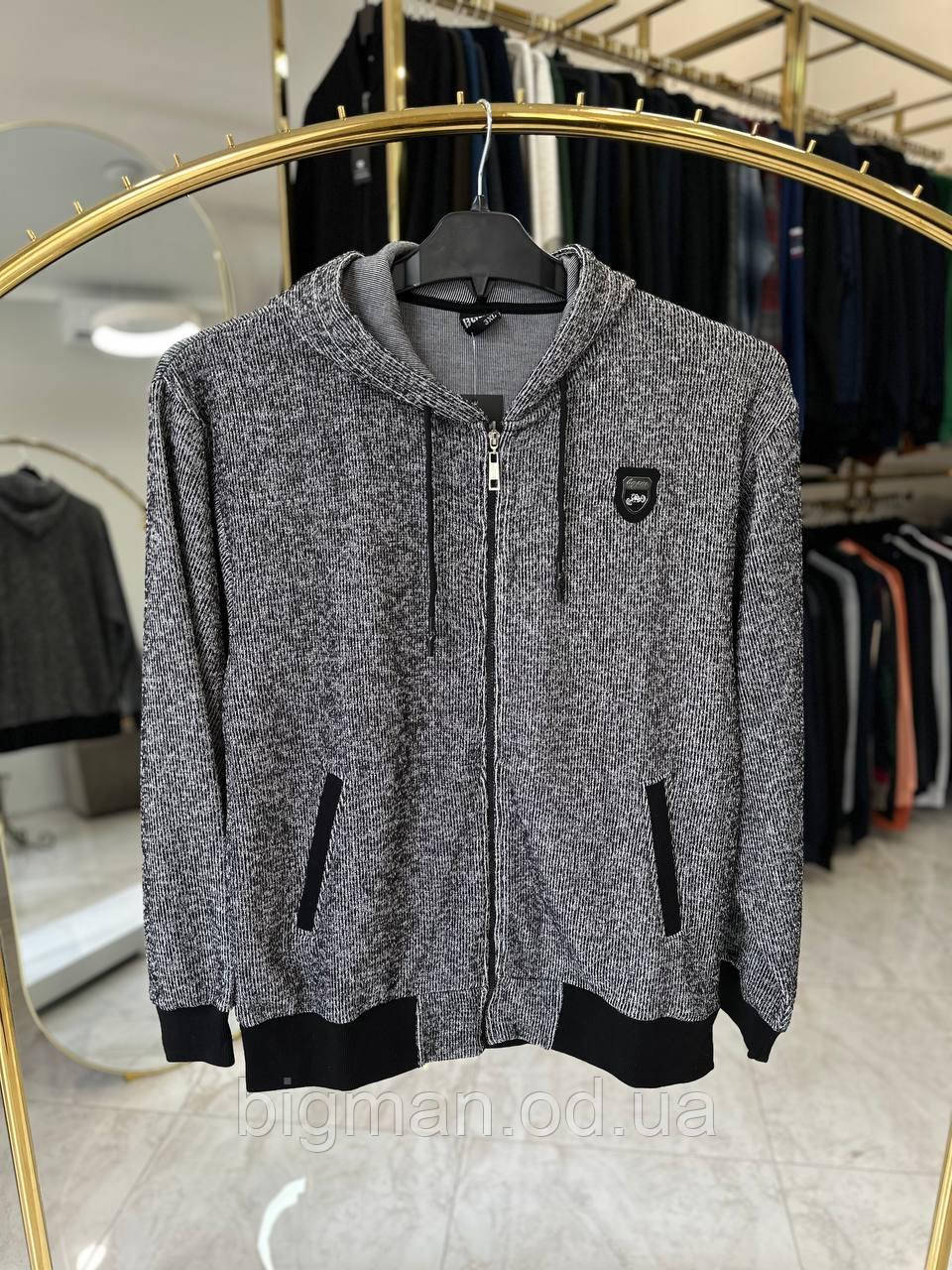Чоловіча кофта BS 3643 (батал) 3-5XL т-сіра