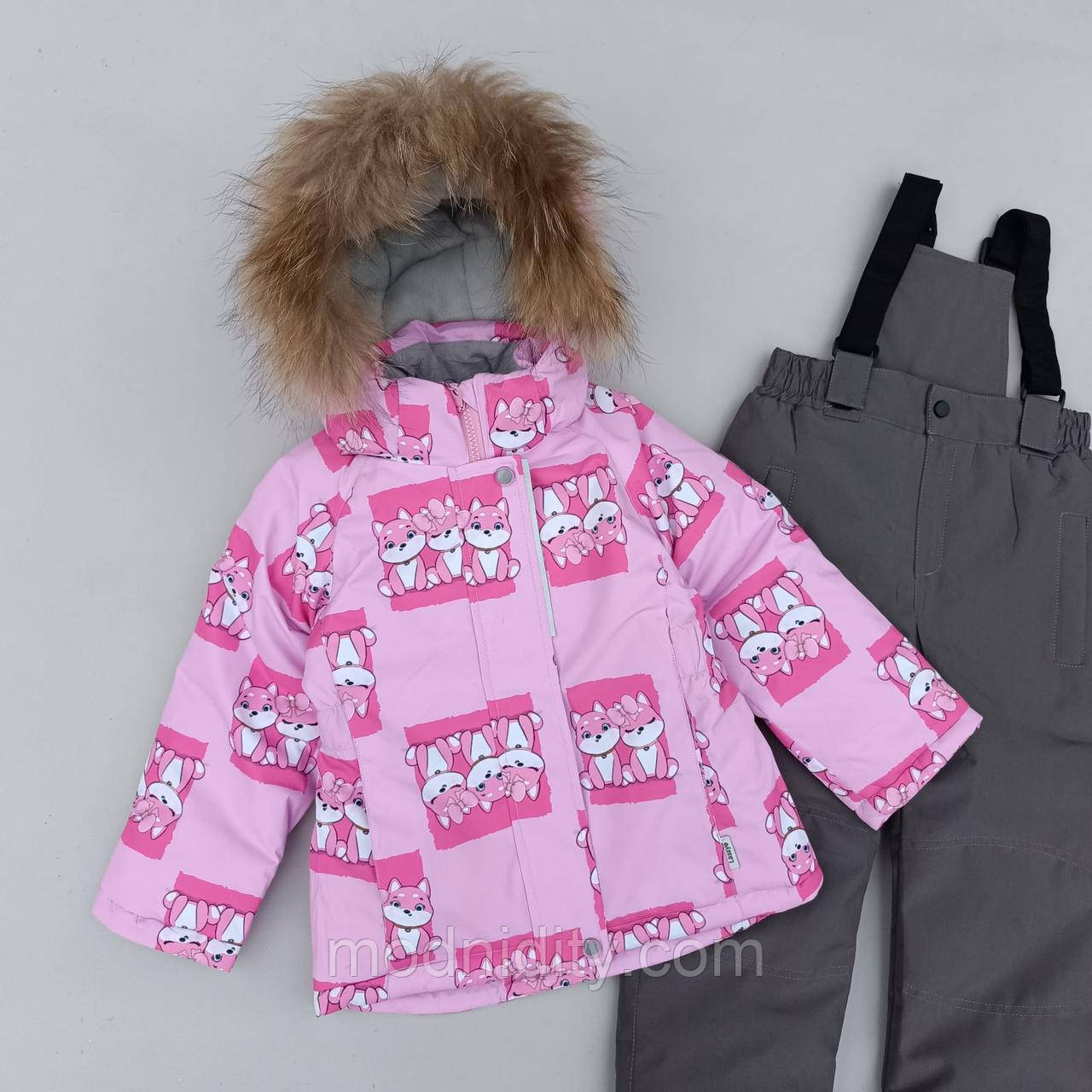 Зимовий дитячий роздільний комбінезон для дівчинки "Злата" 3 4 5 років термокомбінезон комплект, фото 1