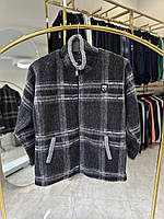 Чоловіча шерстяна кофта у клітинку BS 4081 (батал) 2-4XL т-сіра