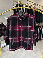 Чоловіча шерстяна кофта у клітинку BS 4081 (батал) 2-4XL бордо