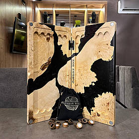 Нарди ручної роботи з натурального дерева та епоксидної смоли 50*50 см