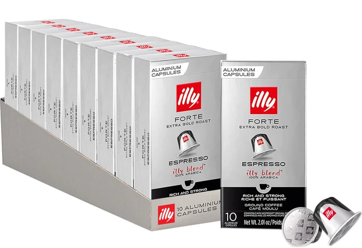 Nespresso капсули illy Forte ящик 10 уп Італія Іллі Форте міцна кава 100 капсул