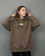 Худі жіночий трикотаж на флісі т.бежевий Арт.400349 d.beige one size (48-54)(р) Туреччина