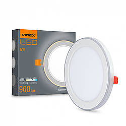 Стельовий LED світильник VIDEX вбудований з декоративною підсвіткою |12W+4W, 5000K+2700K| Білий VL-DL4R-1252