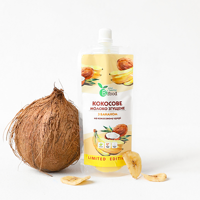 Кокосове згущене молоко на кокосовому цукрі з бананом дой-пак 150г Bifood