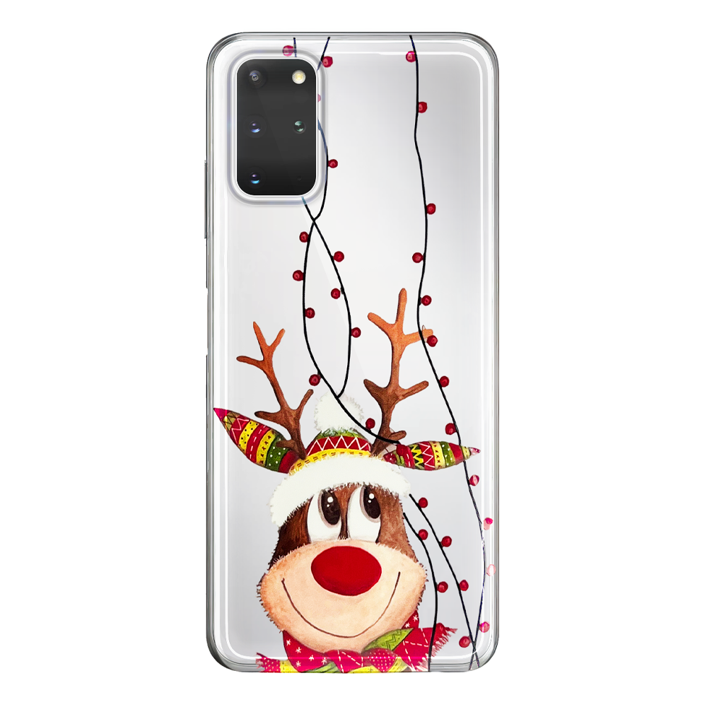 Чохол прозорий Новорічний Clear для Samsung S20 Plus (04) Олень Merry Christmas, фото 1