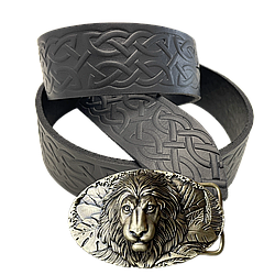 Ремінь (тиснення) з пряжкою Лев латунь bb54