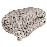 Обтяжений плед Supretto оксамитовий крупної в'язки, 8 кг, Сірий (9001), фото 6