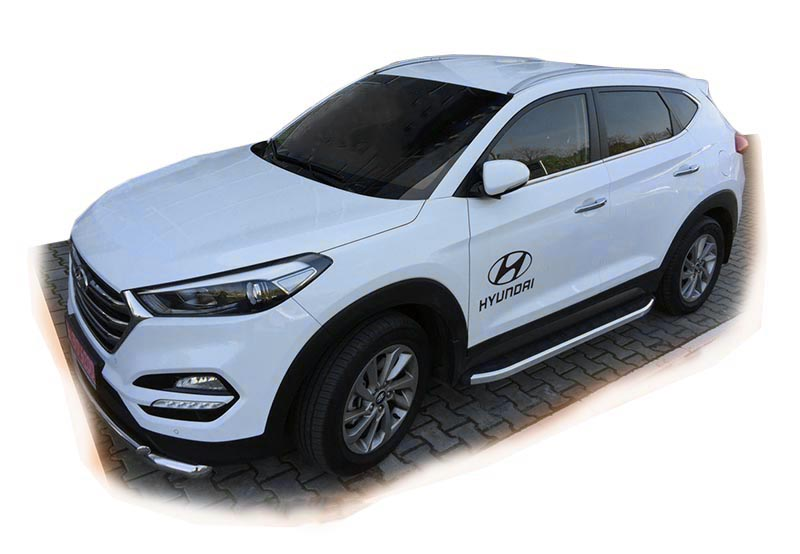 Бічні пороги Fullmond на Hyundai Tucson TL 2016-2021 Пороги майданчика Хюндай Туксон 2 шт., фото 1