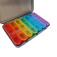 Таблетниця Органайзер — для таблеток 7 днів Чорна-Кольорова 13х20см, фото 2