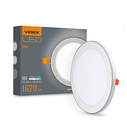 Стельовий LED світильник VIDEX вбудований з декоративною підсвіткою |18W+6W, 5000K+2700K| Білий VL-DL4R-1852