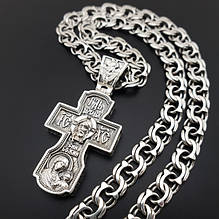 Срібні цепочки бісмарк з хрестиком / кулоном товсті