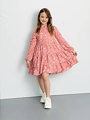 Ніжна дитяча сукня у вільному пошитті з квітами розміри 134-158