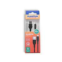 Кабель зарядки та синхронізації Quantum USB/Type-C (25W/5A/силікон/1m) Чорний