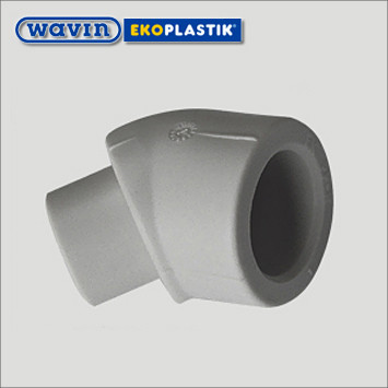 Кут 20х45° НВ Wavin Ekoplastik поліпропіленовий, фото 1