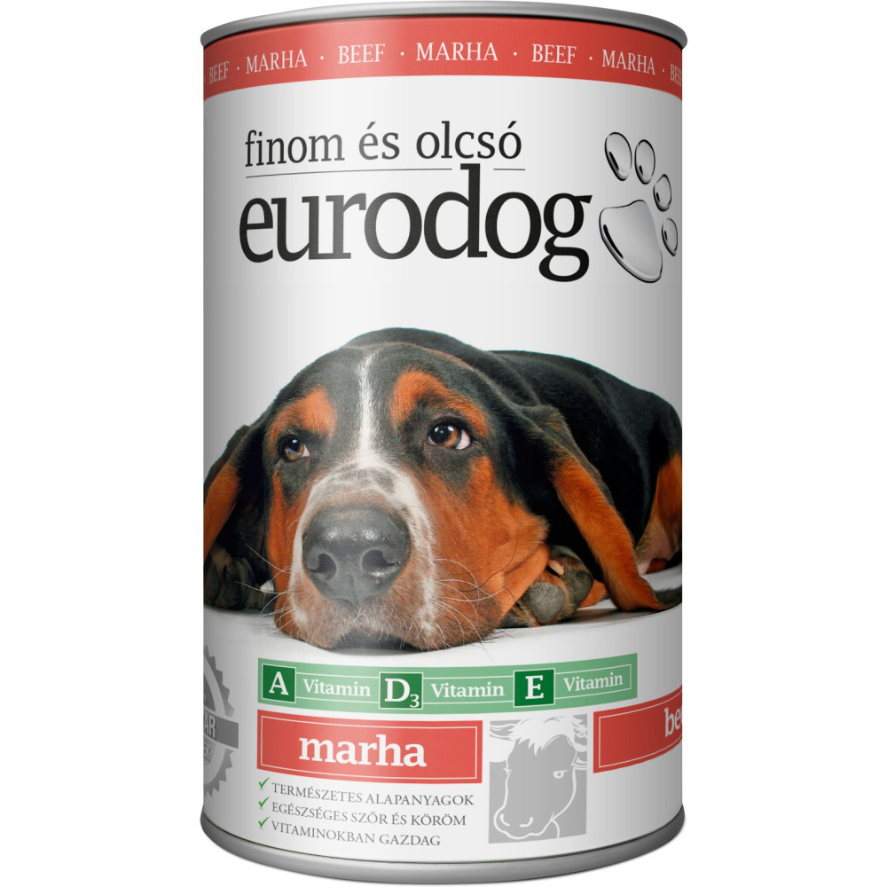 Вологий корм для собак шматочки в желе з яловичиною EuroDog Beef 415 г