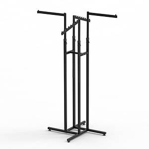Торгова стійка-вішало для одягу Краб 4 кронштейни прямі та похилі, чорна