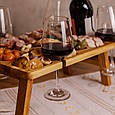 Винний столик з дерева 50×30 см прямокутний менажниця на ніжках дуб Wood Lugi, фото 8