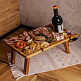Винний столик з дерева 50×30 см прямокутний менажниця на ніжках дуб Wood Lugi, фото 10