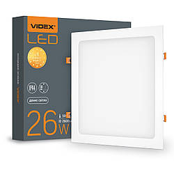 Стельовий LED світильник VIDEX вбудований, квадратний Back |26W, 5000K, 220V| Білий DLBS-265