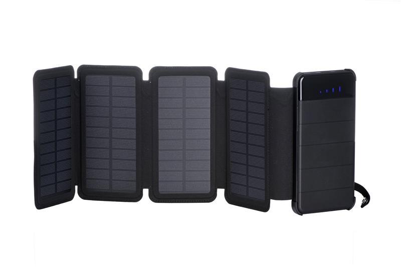 Power Bank 2E Solar 8000мА·год сонячна зарядка, LED-ліхтар, чорний, фото 1