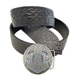 Ремінь (тиснення) з пряжкою Молот Тора латунь bb63