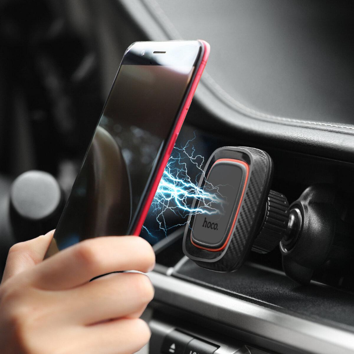 Автотримач Hoco CA23 Lotto series magnetic air outlet holder Black, фото 1
