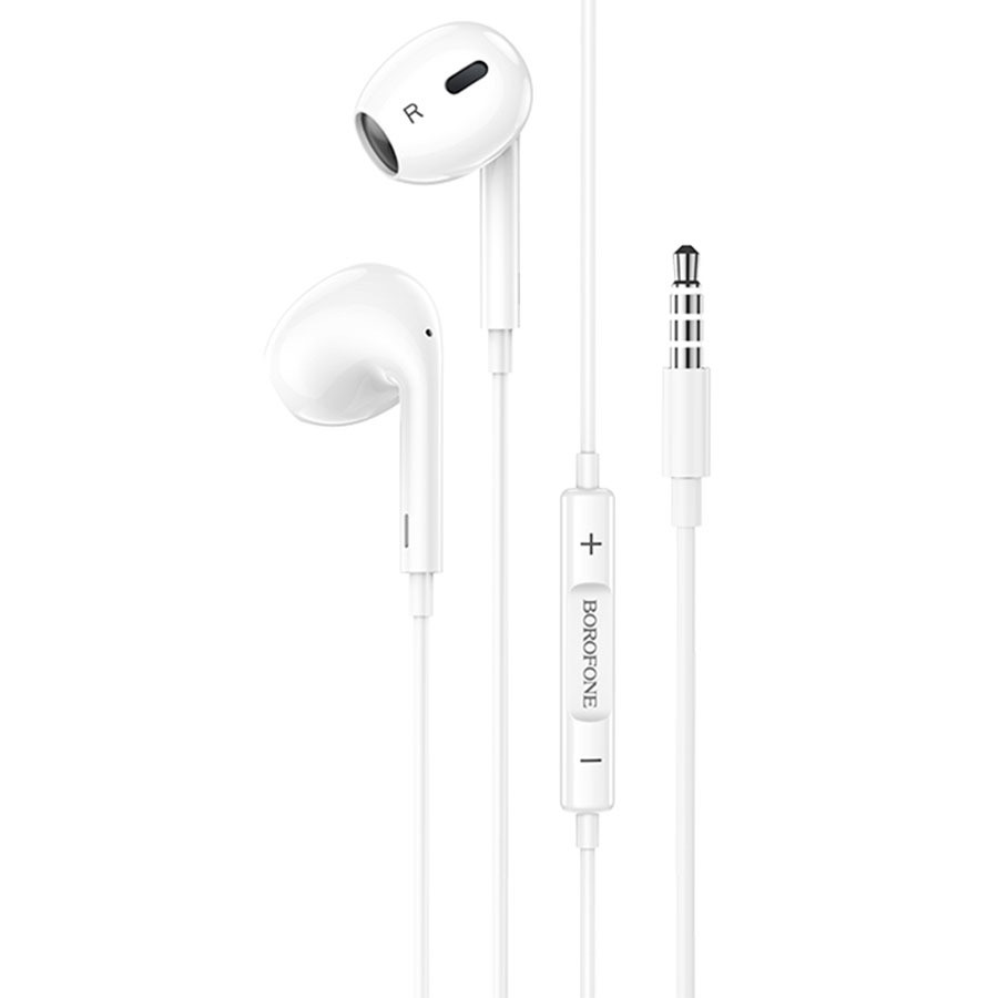 Навушники BOROFONE BM30 Original series wire control earphones with mic White, фото 1
