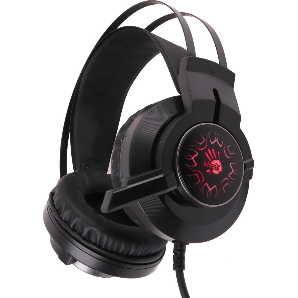 Навушники A4tech Bloody, Black, игрові з мікрофоном, неонове підсвічування 7 кольорів, фото 1