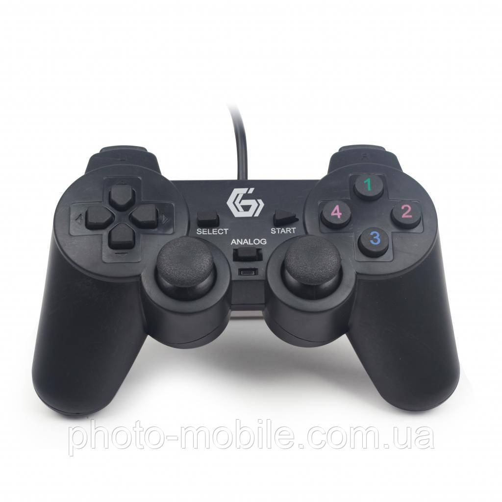 Ігровий контролер Gembird JPD-UDV-01, Black, USB, вібрація, для PC, 2 аналогових стика, 12 кнопок
