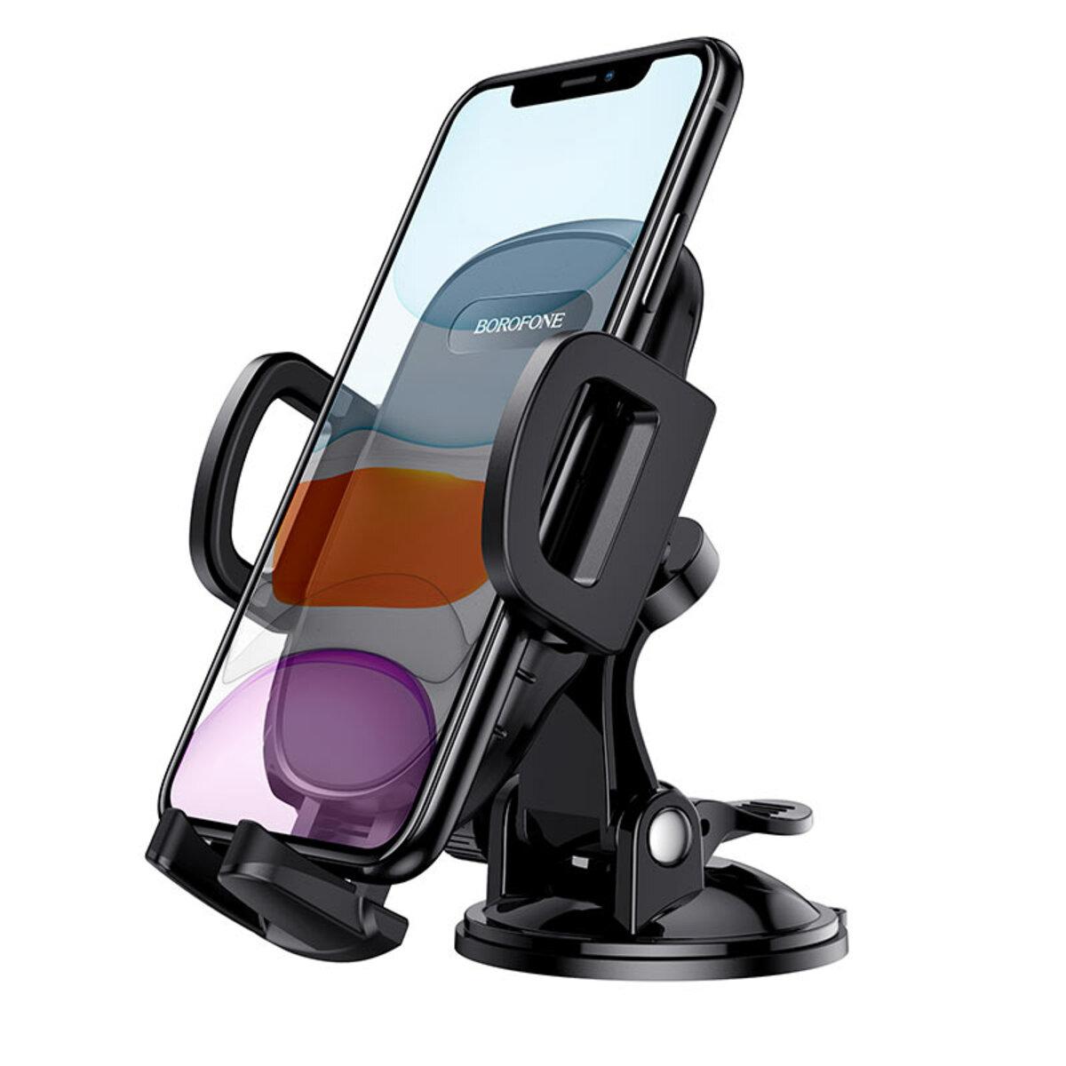 Автотримач Borofone BH37 Route push type suction cup car holder Black, фото 1