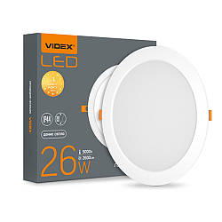 Стельовий LED світильник VIDEX вбудований, круглий Back |26W, 5000K, 220V| Білий DLBR-265