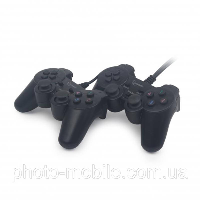 Ігровий контролер Gembird , Black, USB, комплект з двох геймпадів, вібрація, для PC, 2 аналогових стику, 12 кнопок