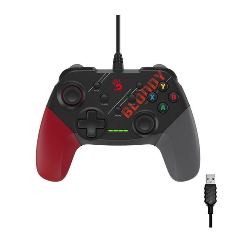 Геймпад Bloody GP30, USB, для ПК / PS3 / Switch / Android, подвійна вібрація, 1.8 м, Black/Red/Grey, фото 1