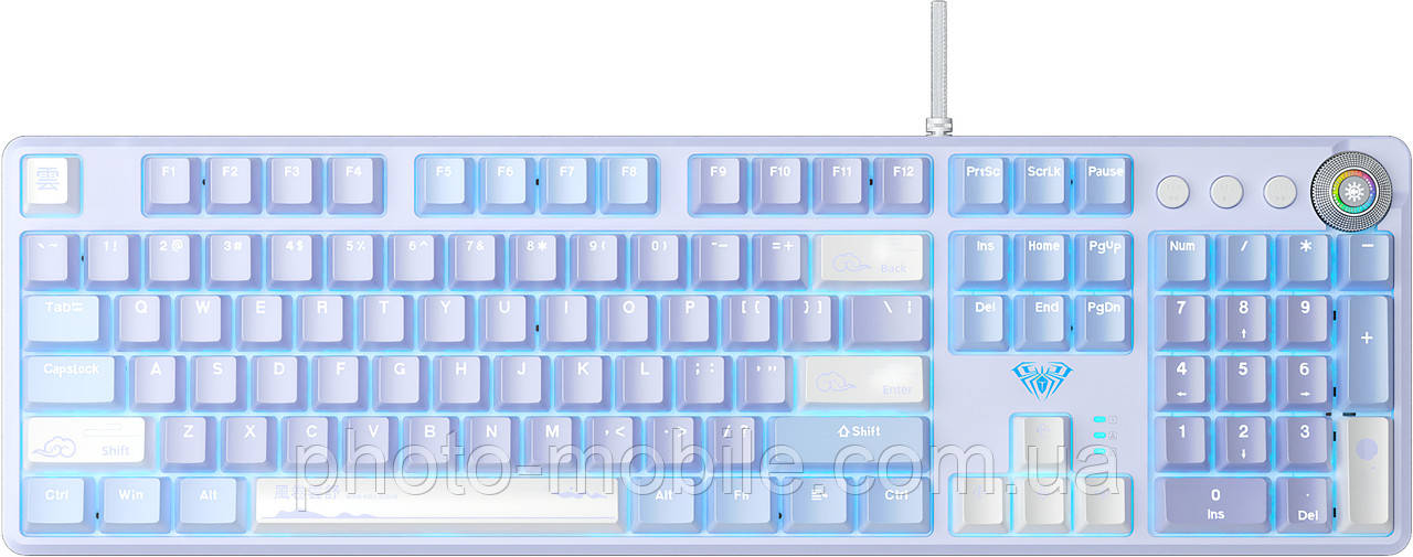Ігрова клавіатура Aula Mechanical F2088 PRO White/Violet, plus 9 Purple keys KRGD blue