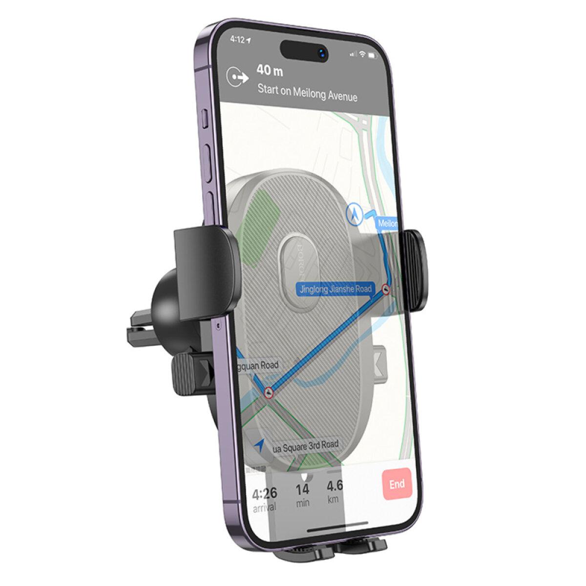 Автотримач Borofone BH92 Grand one-button car holder(air outlet) чорний, фото 1