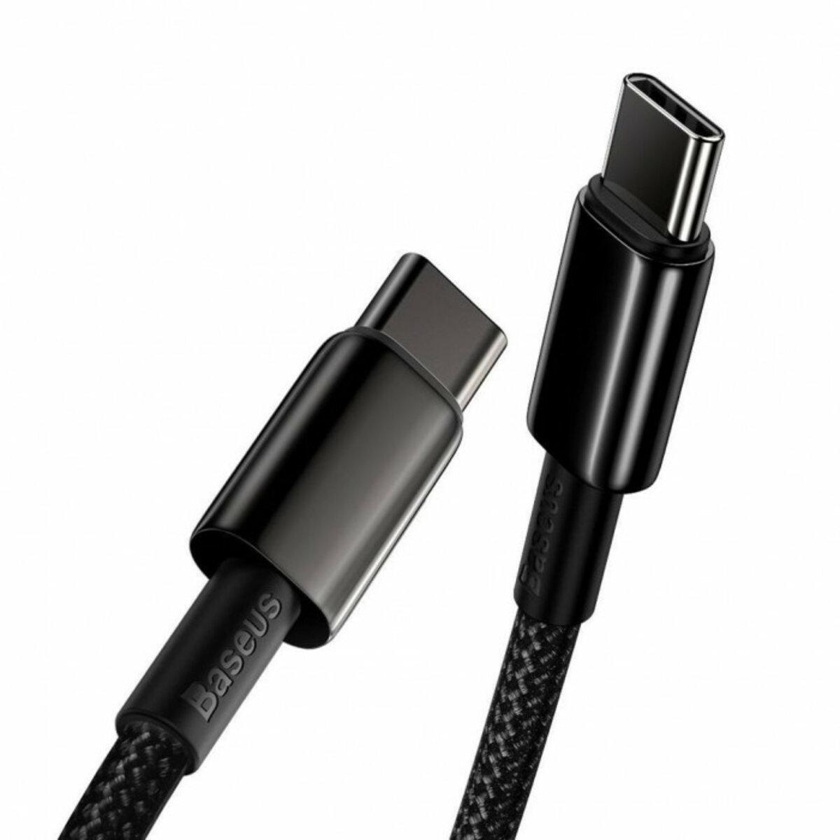 Кабель Baseus Tungsten Gold Type-C to Type-C 100W (1m) black CATWJ-01