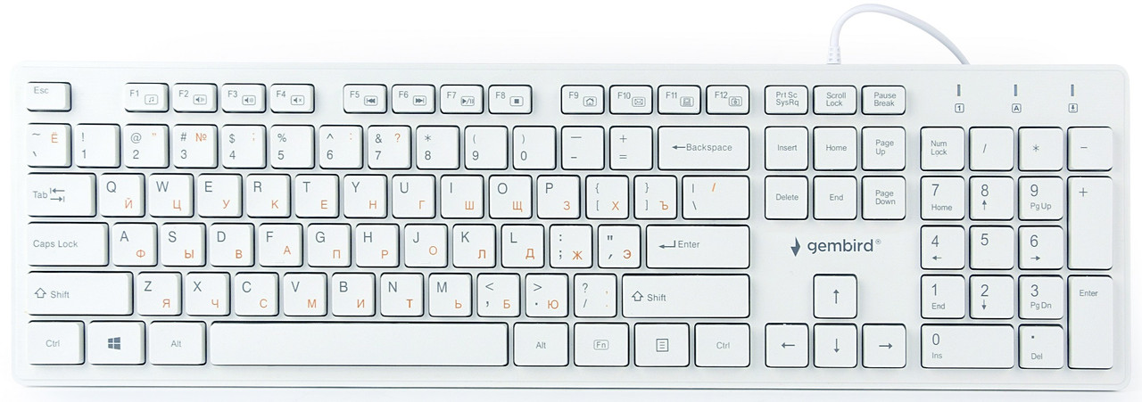 Клавіатура Gembird , Slim, USB white, фото 1